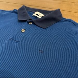 Calvin Klein Polo Shirt Mens Medium Liquid Touch Collared Polo Short Sleeve Blue